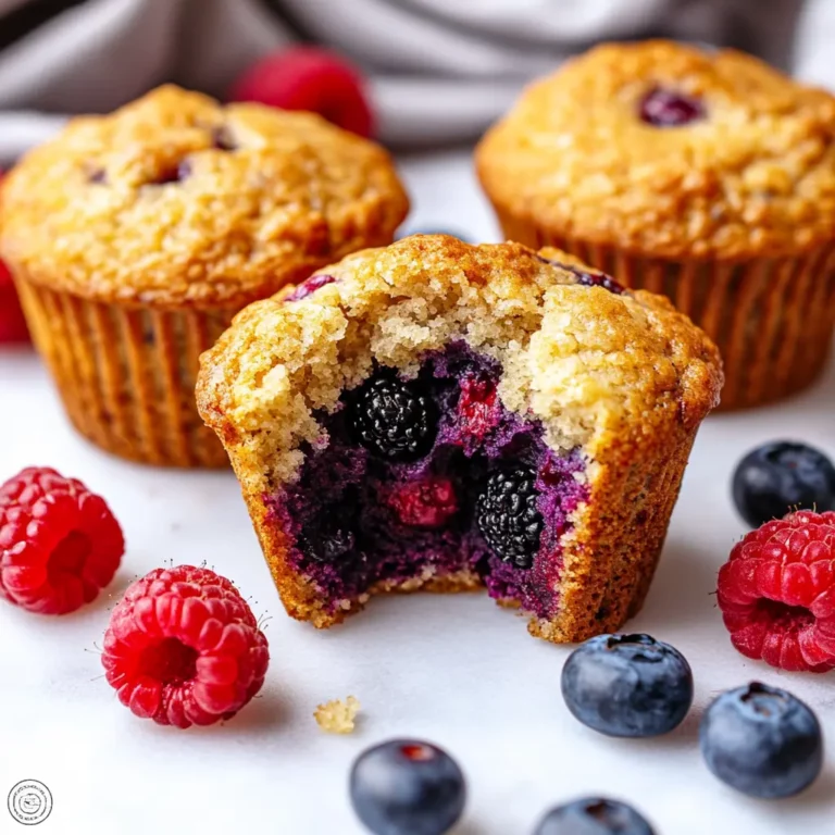 Mixed Berry Sourdough Protein Muffins